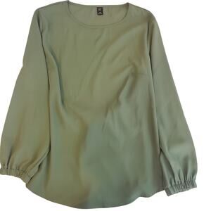 Shein Curve 1XL Olive Green Womens Blouse Business Top w/Tie at Waist